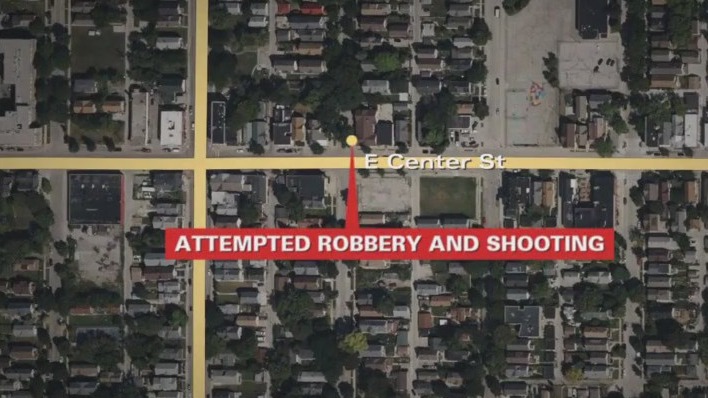 Armed robbery suspect, victim exchange gunfire